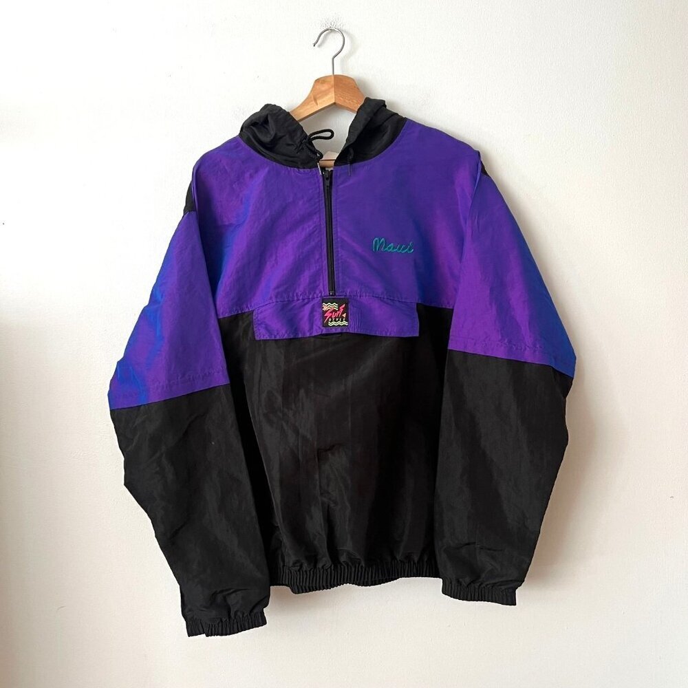 Vintage Surf Style Maui Pullover Anorak Windbreaker Jacket Made in USA One Size